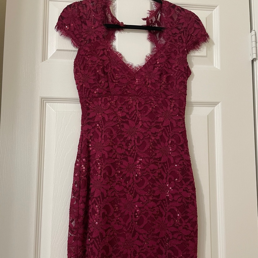 Maroon Lace Dress XS